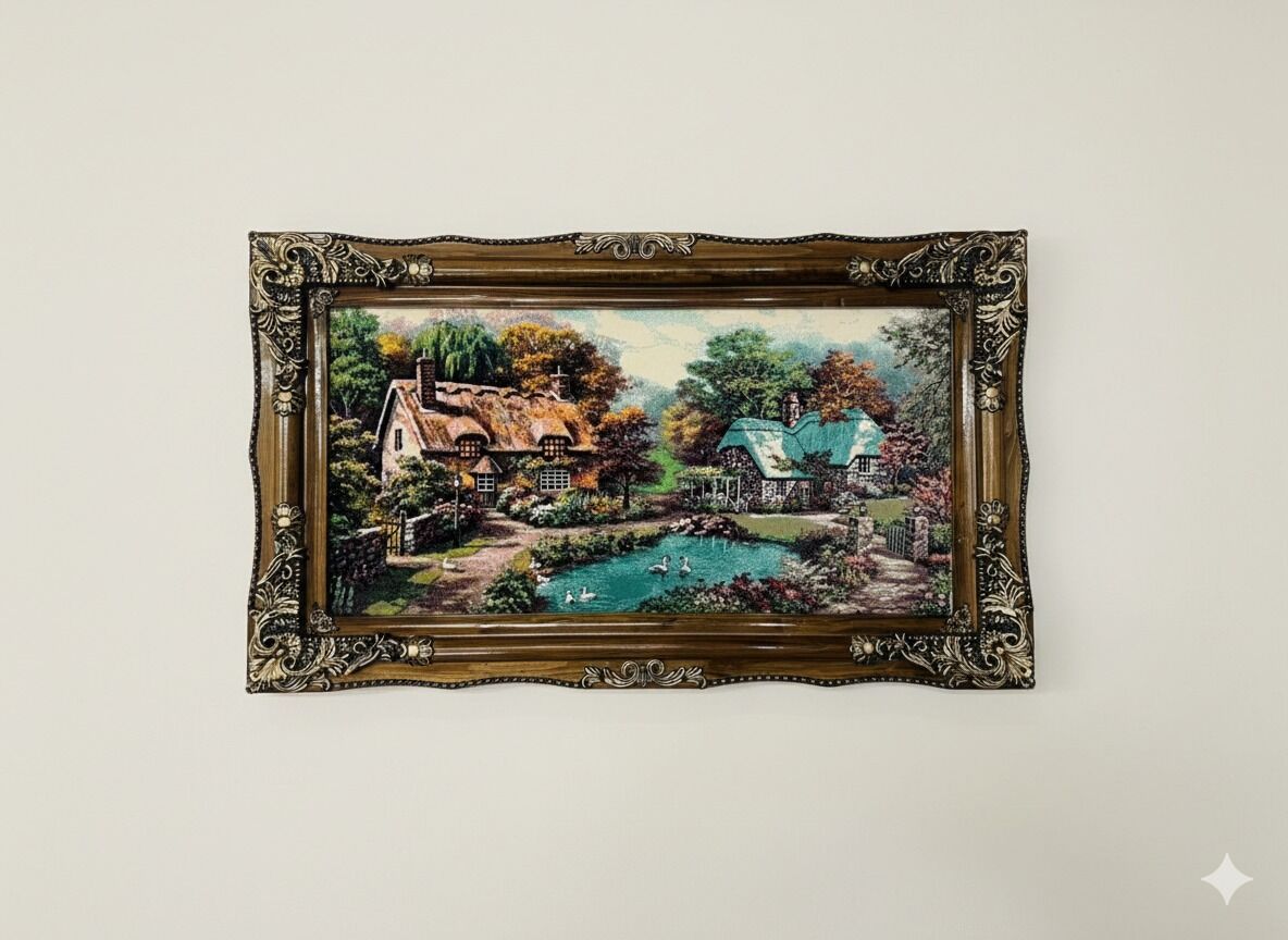 Doğanın Huzuru (Göl Kenarı Taş Evler) Tablo