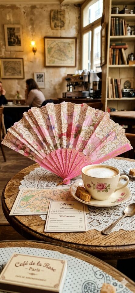 Pembe Dantel Desenli Yelpaze