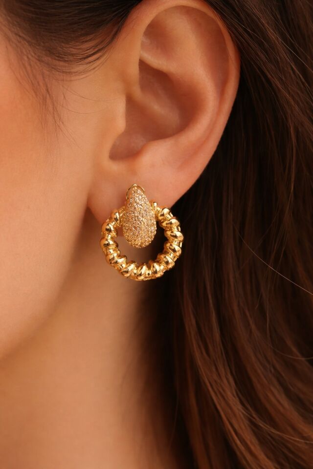 Zarif Damla Tasarım Çelik Küpe