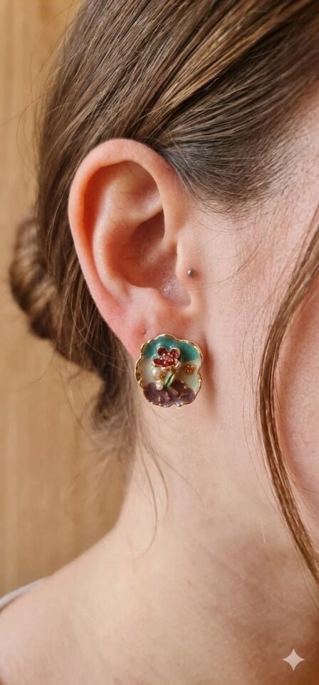 316L Çelik Mine İşçilikli Vintage Madalyon Küpe