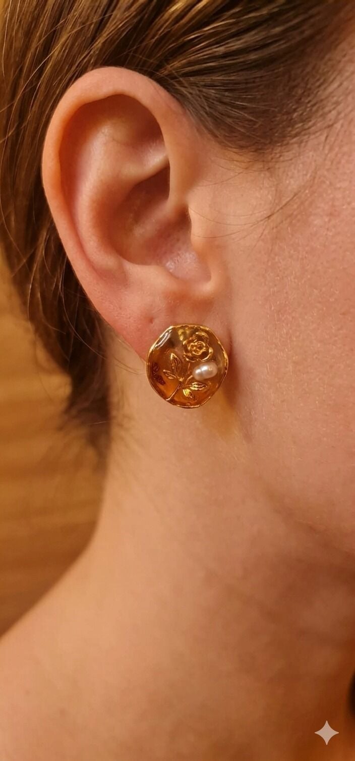 Antik Mühür Serisi: Gül Buketi Küpe