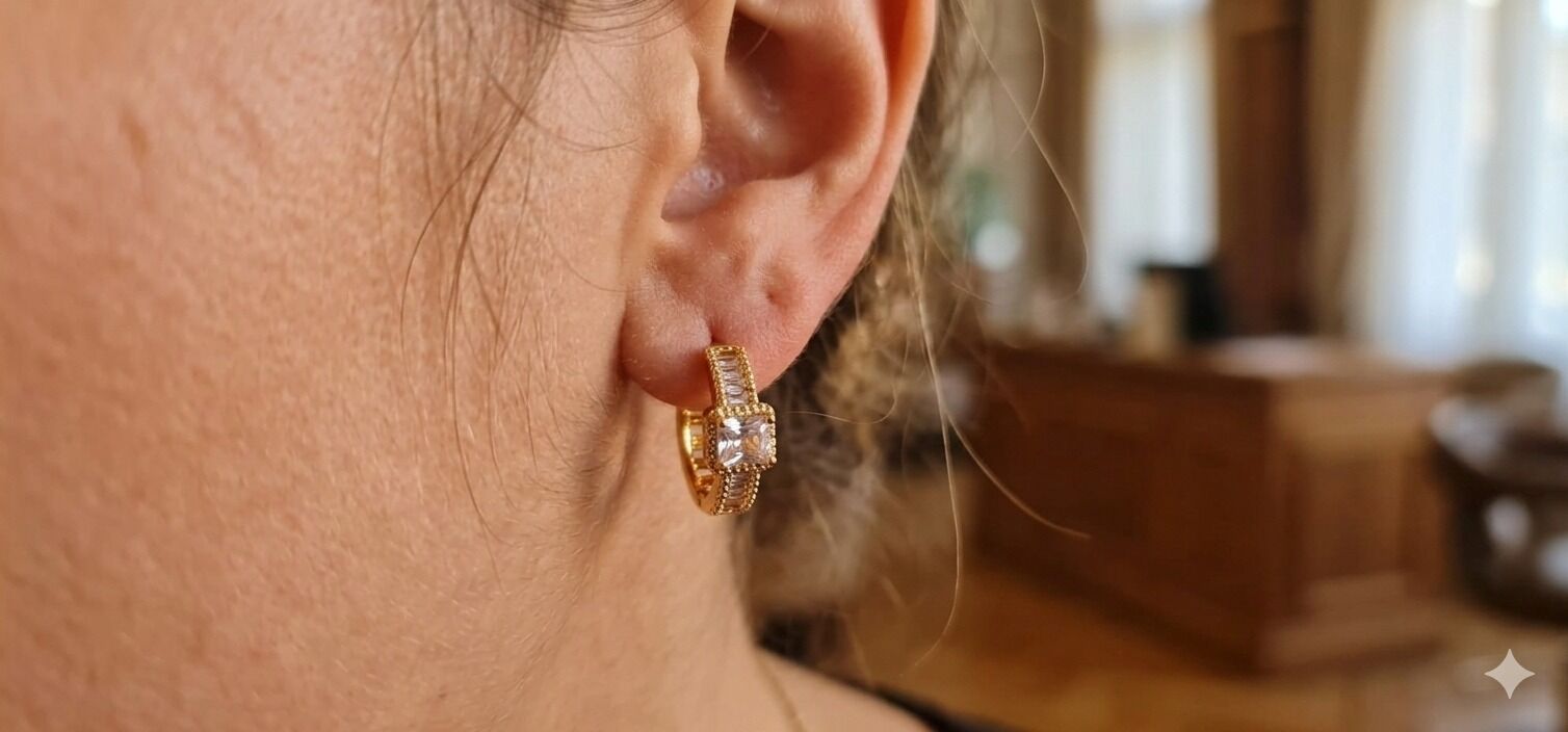 Işıltı Serisi: Kare Baget Çelik Küpe