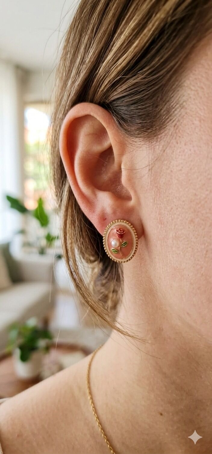 316L Cerrahi Çelik Pembe Pearl Küpe