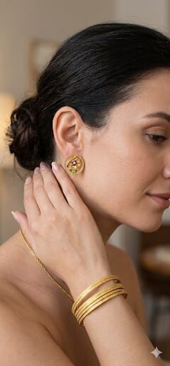 Antik Çiçek Motifli Küpe