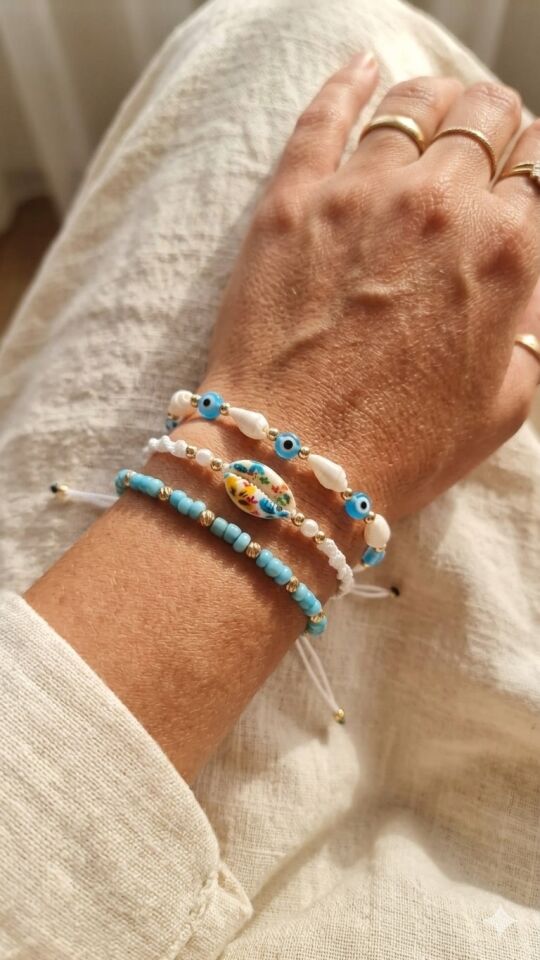 Blue Harmony – El Yapımı 3’lü Bileklik Seti