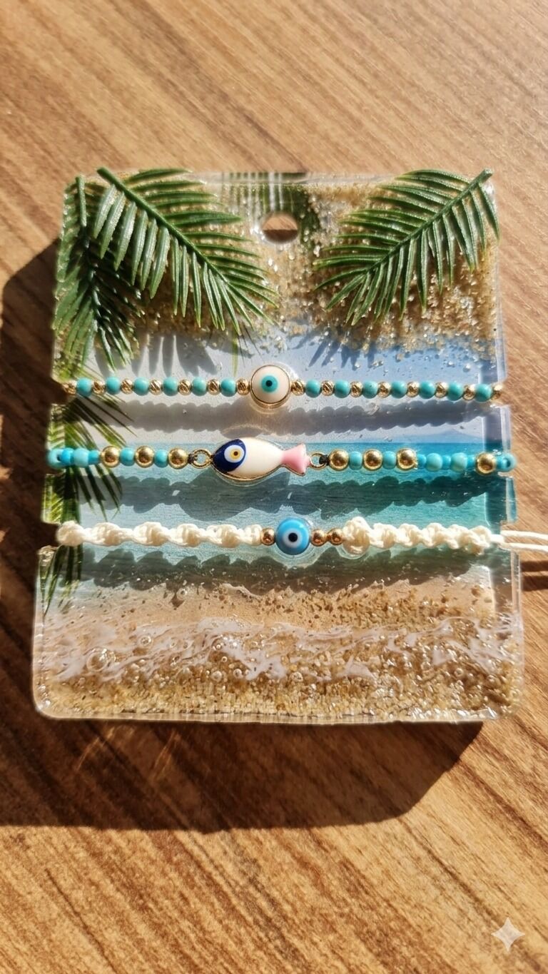 Tropical Charm – 3’lü El Yapımı Bileklik Seti