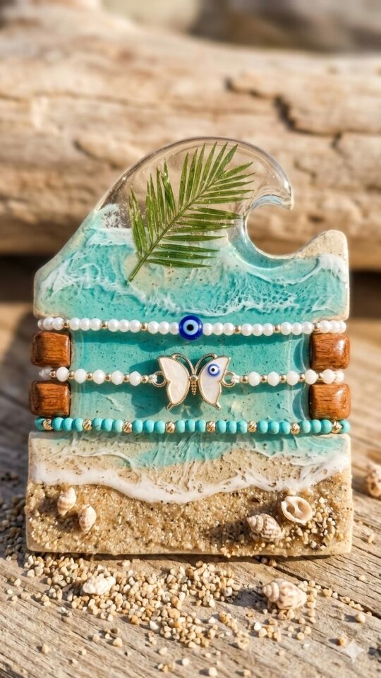 Coastal Elegance – 3’lü El Yapımı Bileklik Seti