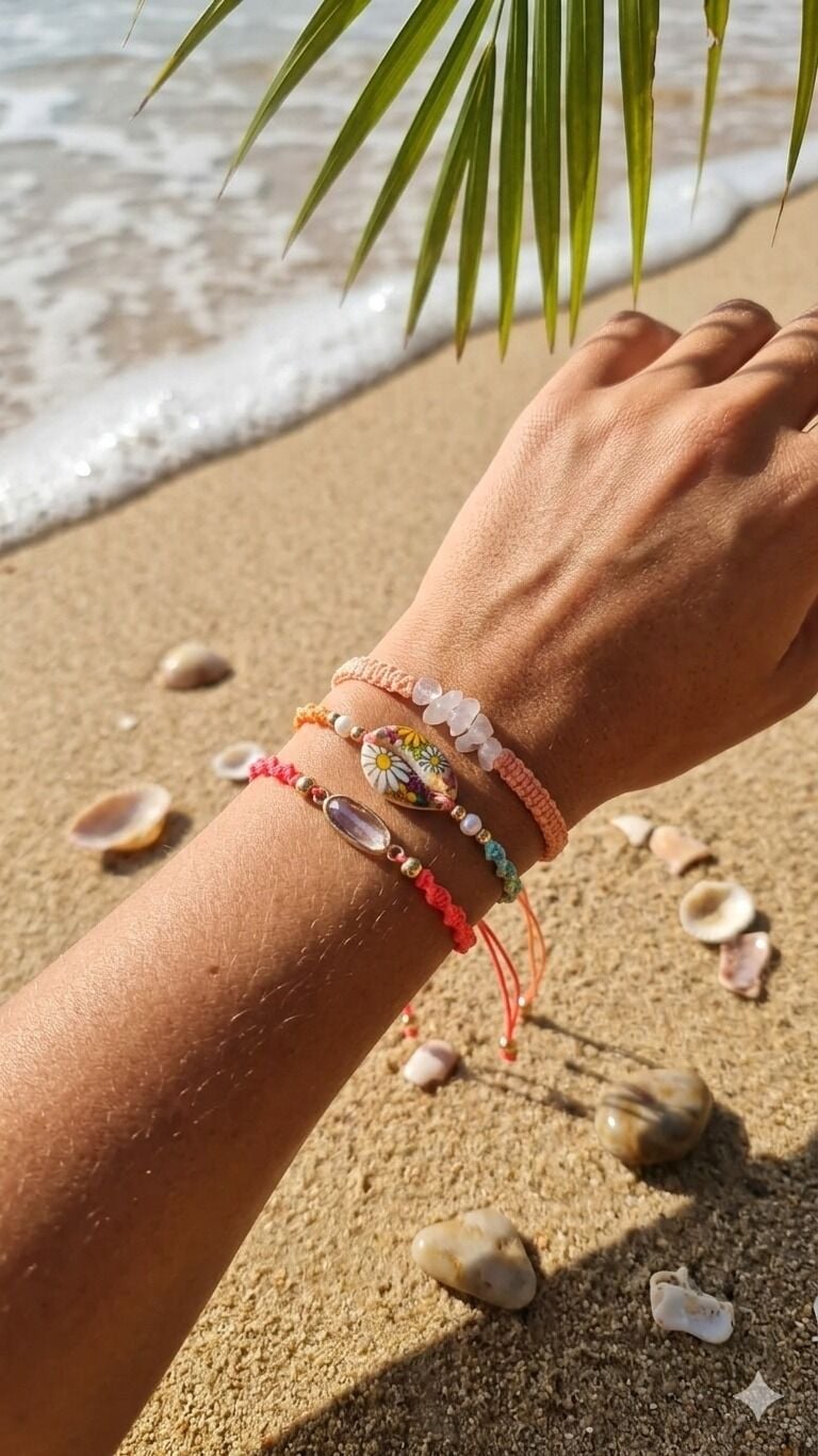 Summer Bloom – 3’lü El Yapımı Bileklik Seti