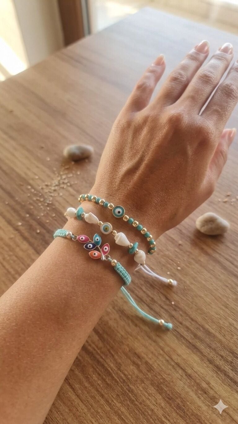 Colorful Waves – 3’lü El Yapımı Bileklik Seti