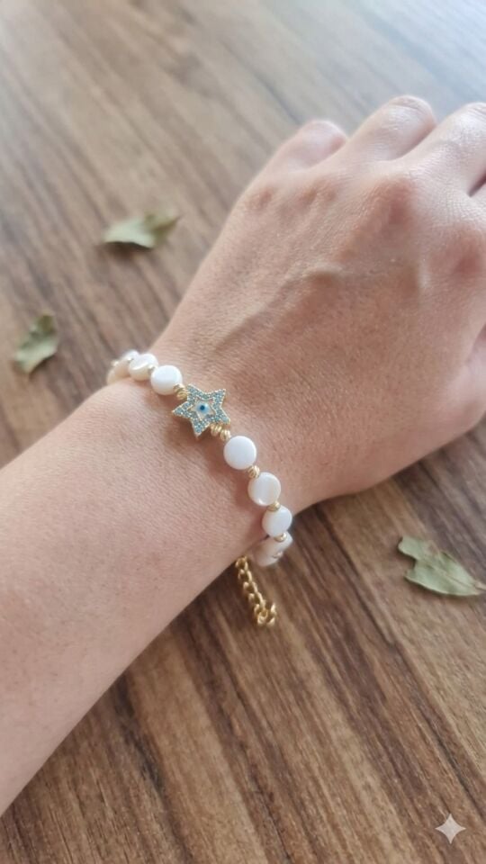 Blue Star – El Yapımı sedef Nazar Bileklik