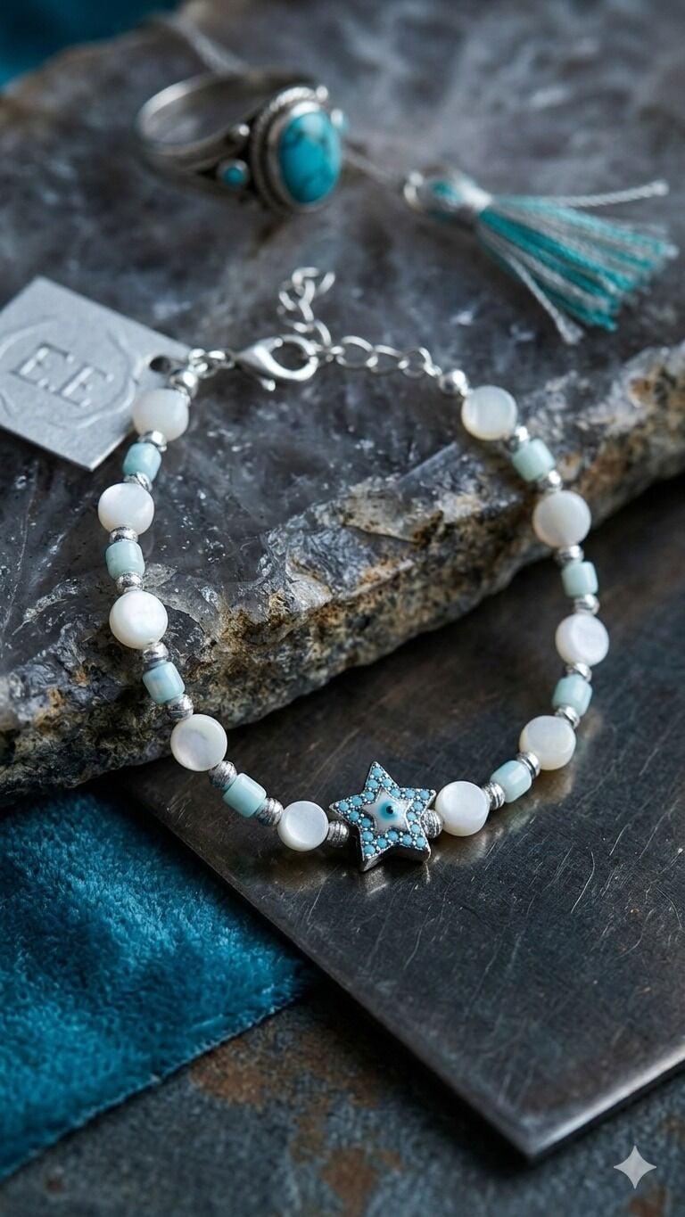 Turquoise Star – El Yapımı Nazar Bileklik