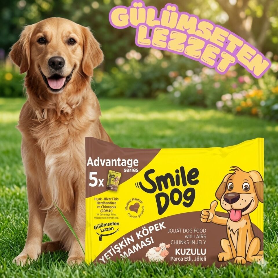 Smile Dog Yetişkin Köpek Maması – Kuzulu, Parça Etli ve Jöleli (5 x 85 gr)