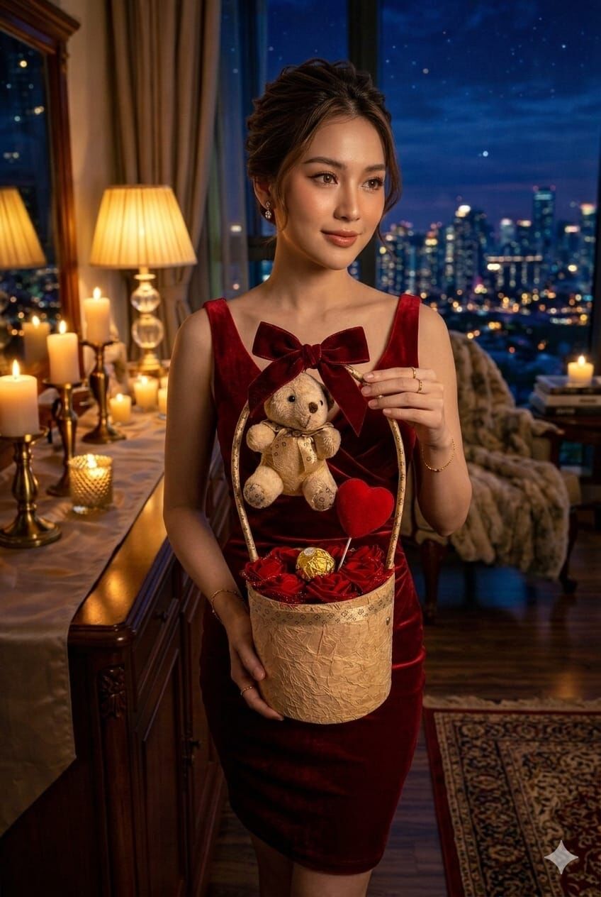 Pembe Kalp Kutu Zarafet Buketi