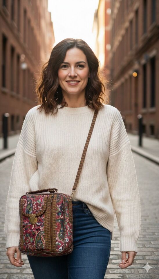 Geleneksel İran Heybe Dokuma Omuz Çantası