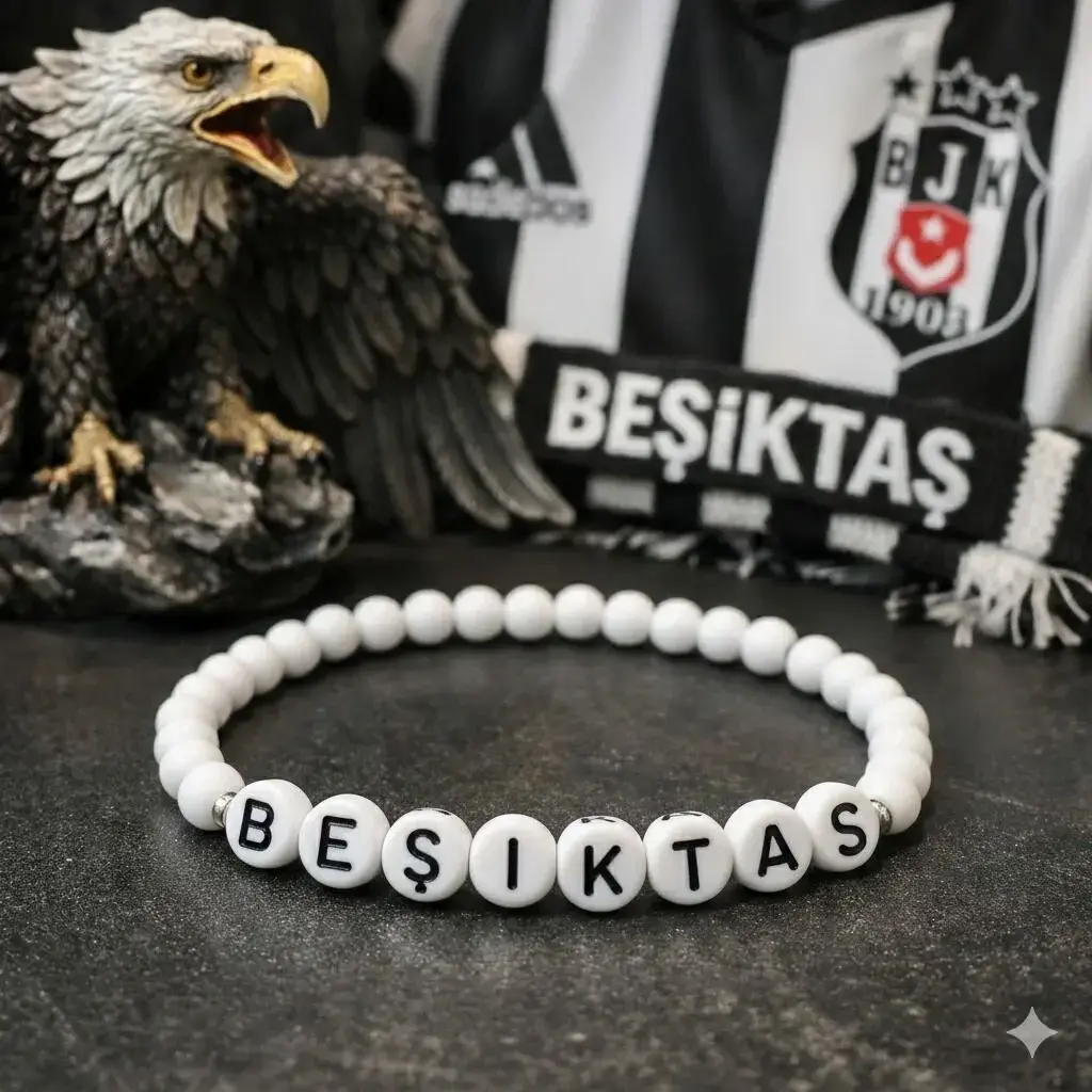 Takım Taraftar Temalı Ahşap Bileklik Beşiktaş Yazılı