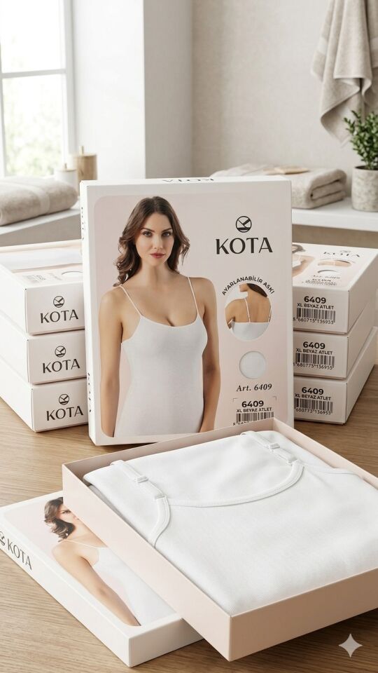 Kota Kadın Ayarlanabilir İnce Askılı Pamuklu Atlet Beyaz