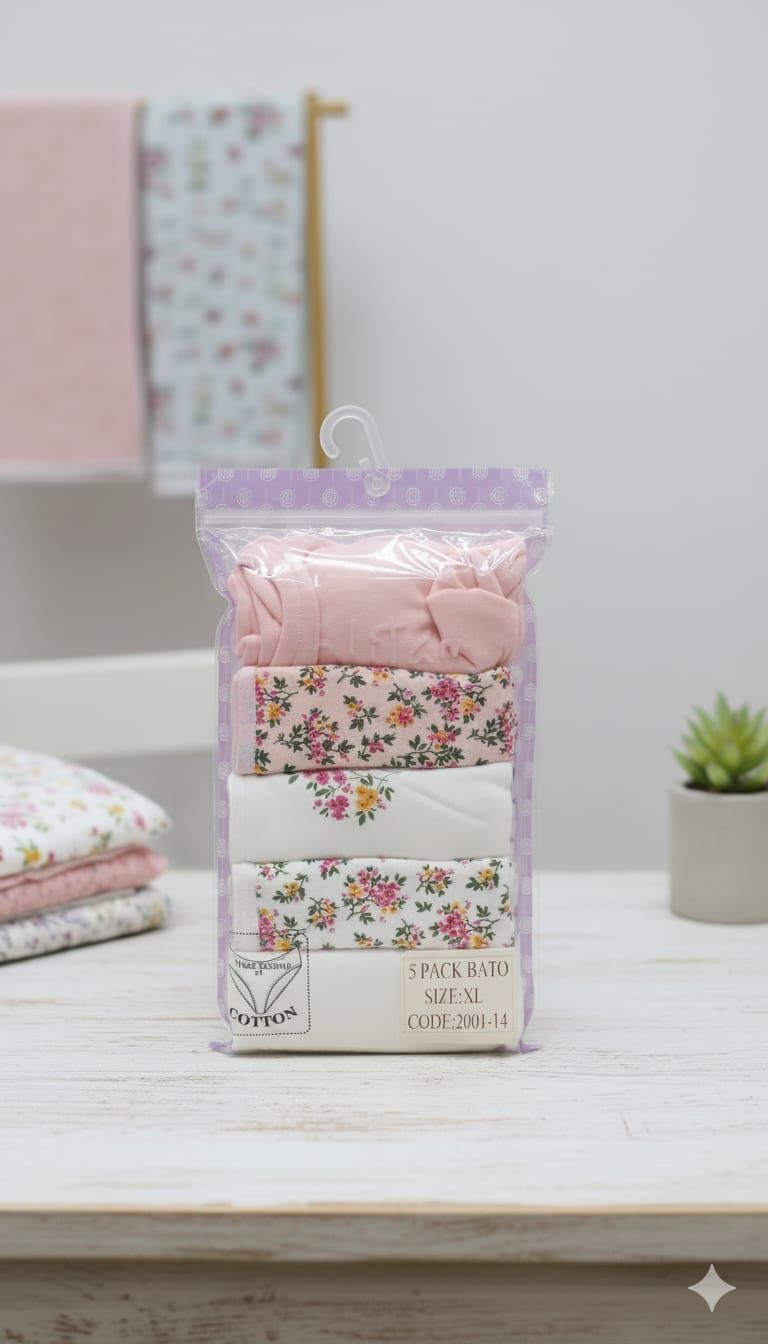 Lolitam Lingerie 5'li Pamuklu Kadın Bato Külot Seti - XL