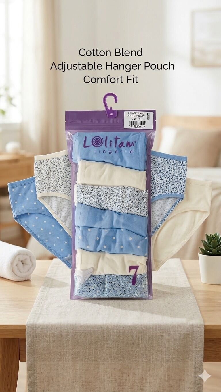 Lolitam Lingerie 7'li Pamuklu Kadın Bato Külot Seti XL