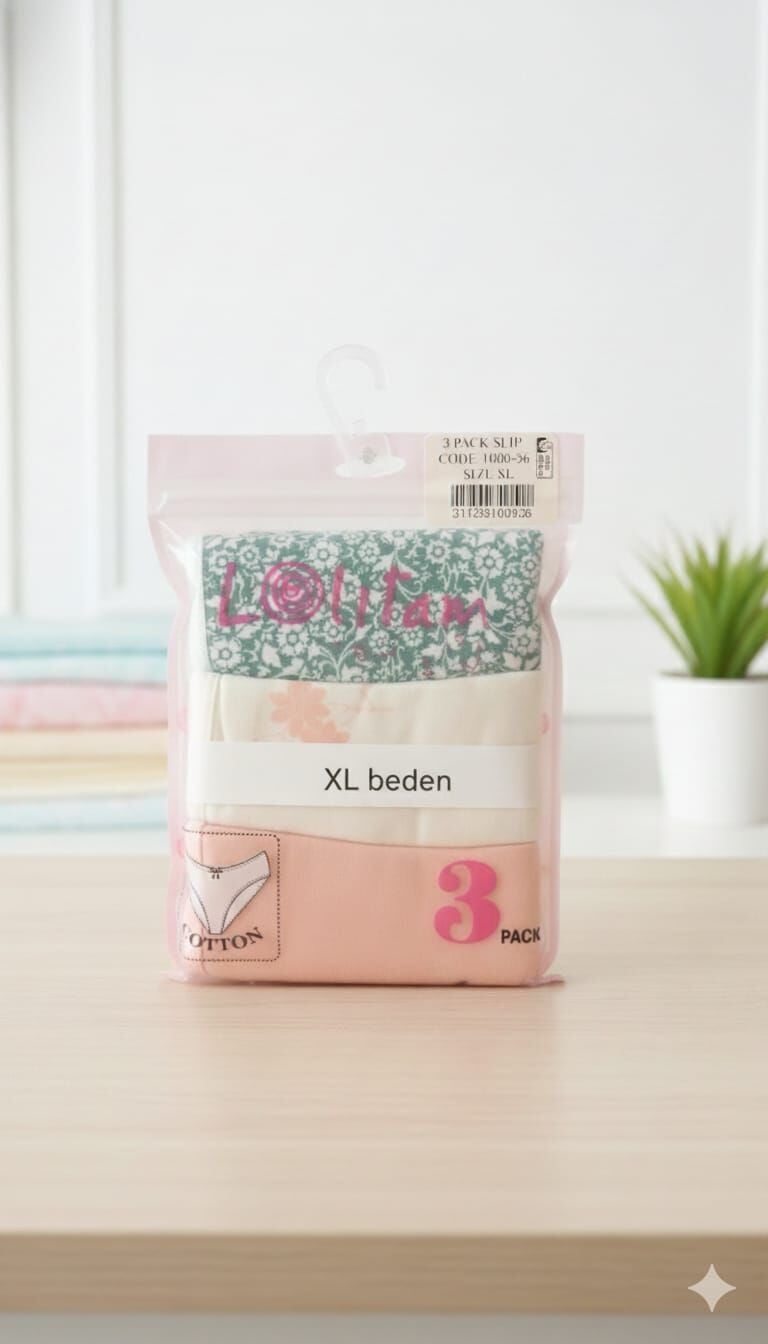 Lolitam 3'lü Pamuklu Kadın Slip Külot Seti XL